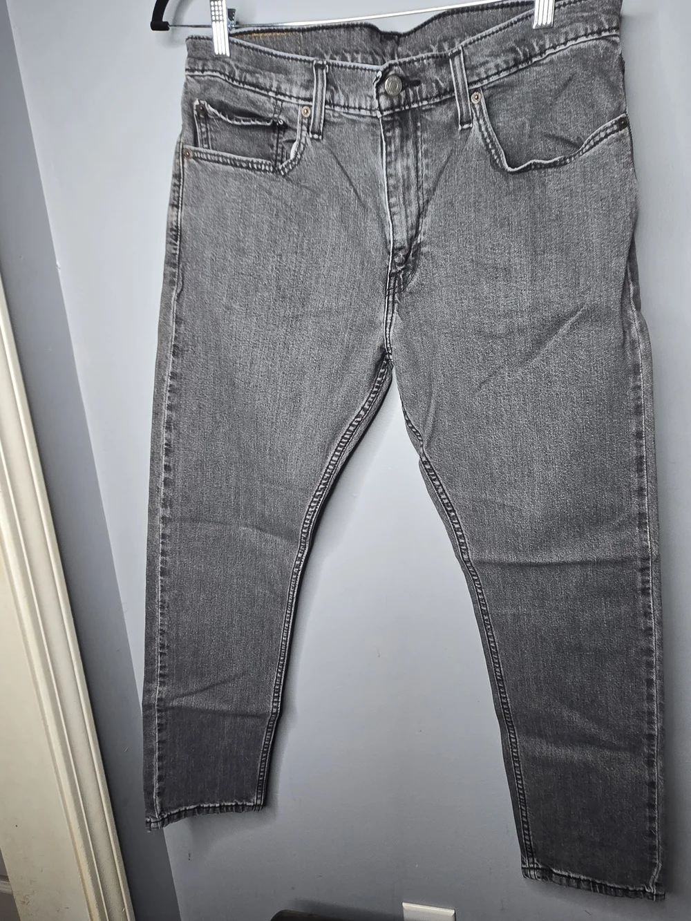Levi’s 512 Slim Taper Jeans 36x32 Gray Black Wash Faded Denim Mens